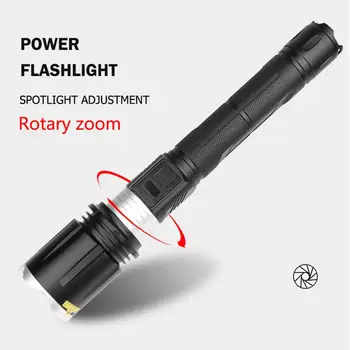 

4 Modes LED Flashlight 6000LM Power Display Torch Glare Lamp for Outdoor Camping Integrated Carving Process Range of 600m