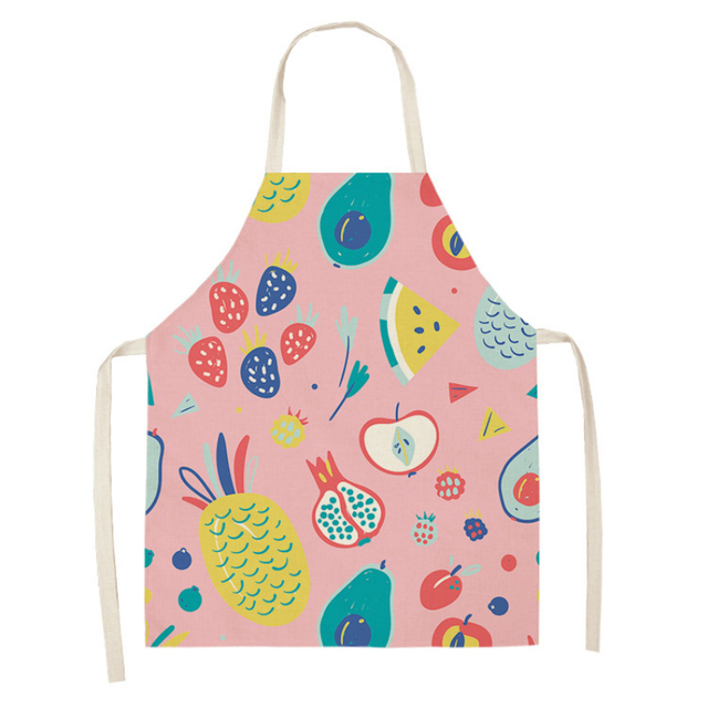 Fruit Pattern Linen Hand Wipe Sleeveless Waist Apron Home Decor Kitchen Baking Cleaning Tool Anti-stain Dining Workwear