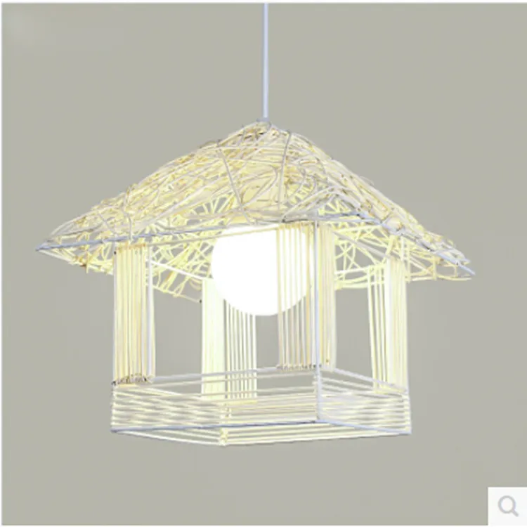 

Simple Birdcage Chandelier Personalized & Creative Art Rattan Balcony Corridor Entrance Hallway Restaurant Single-head Small Dro