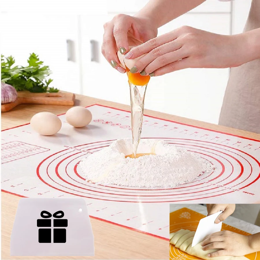 

Big Size Silicone Baking Mat Glass Fiber Non-Stick Pastry Rug Rolling Dough Flour Pizza Cookie Scale Baking Pad Tools