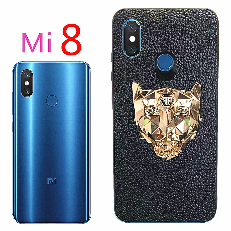 Роскошный чехол для телефона Mi8 с тигром Xiaomi 8 Mi мягкий кожаный золотым логотипом