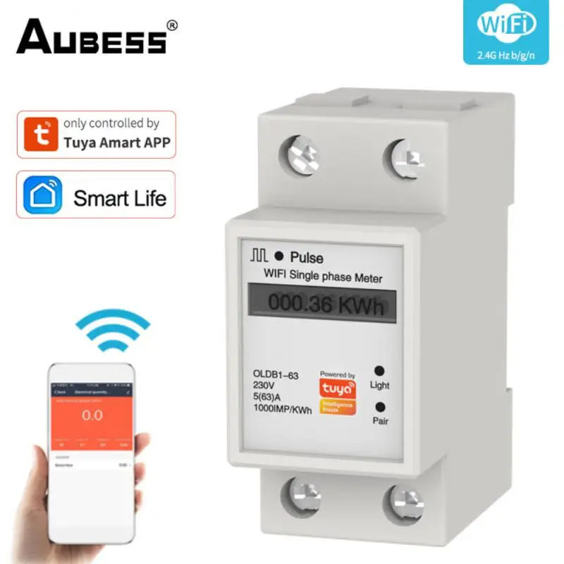 Умный измерительный прибор Aubess Tuya Wi-Fi 110-286 в с дистанционным управлением через