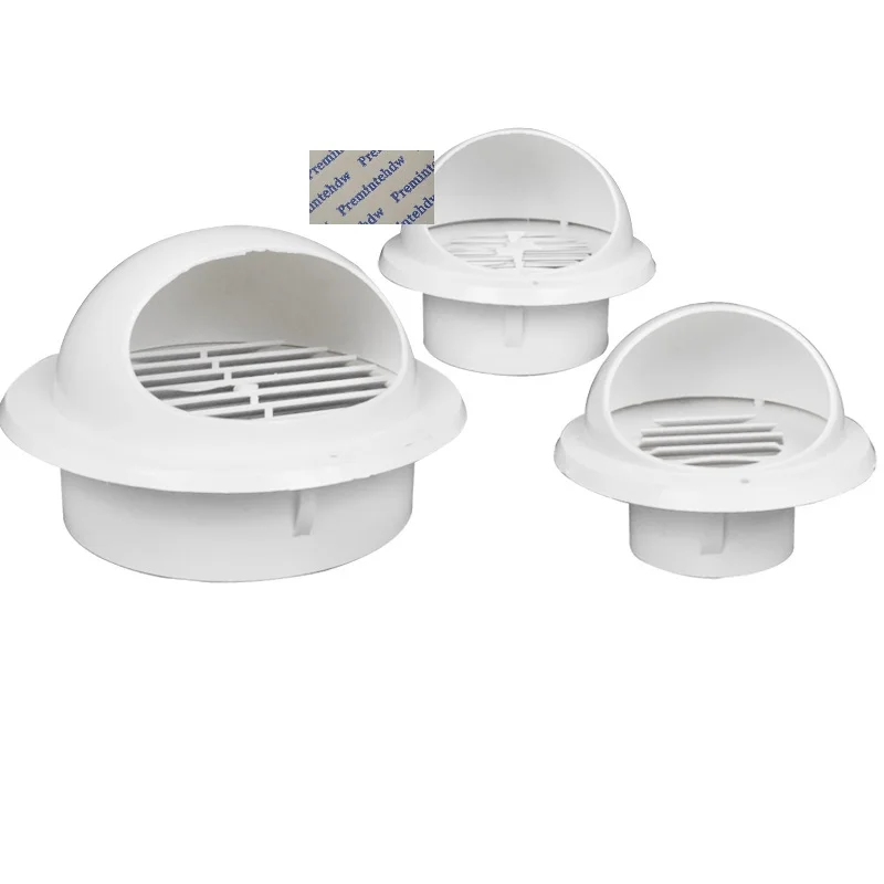 White PVC Plastic Bullnose Air Vent Grille Grate Exterior Wall 75MM 110MM 160MM Pipe Insiert