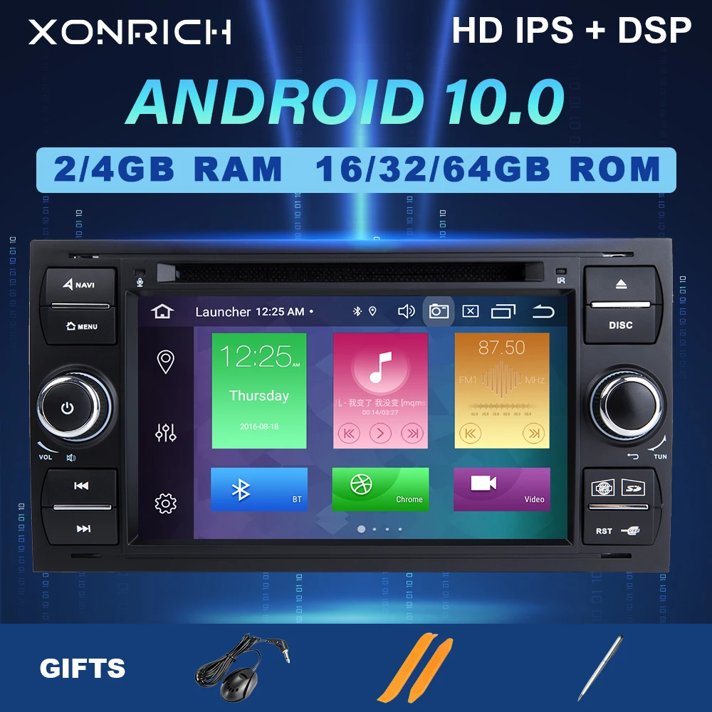 IPS 2 din Android 10 автомобильный мультимедиа для Ford Focus Fiesta Mondeo 4 C Max S Fusion Transit Kuga RadioGPS DVD