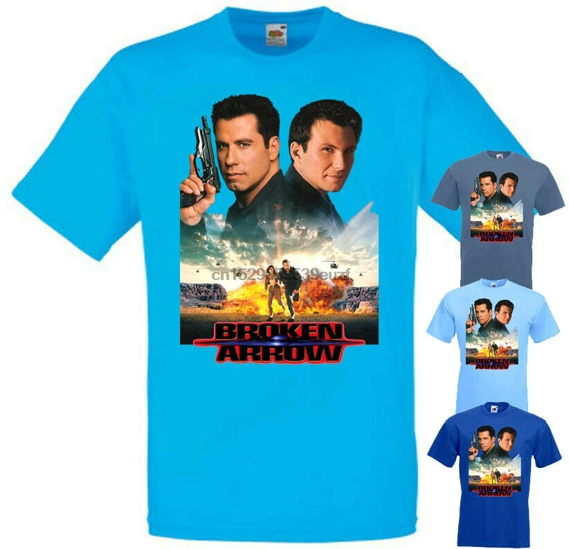 Голубая футболка Broken Arrow V1 плакат J.Travolta C.Slater все размеры S...5Xl | Мужская одежда