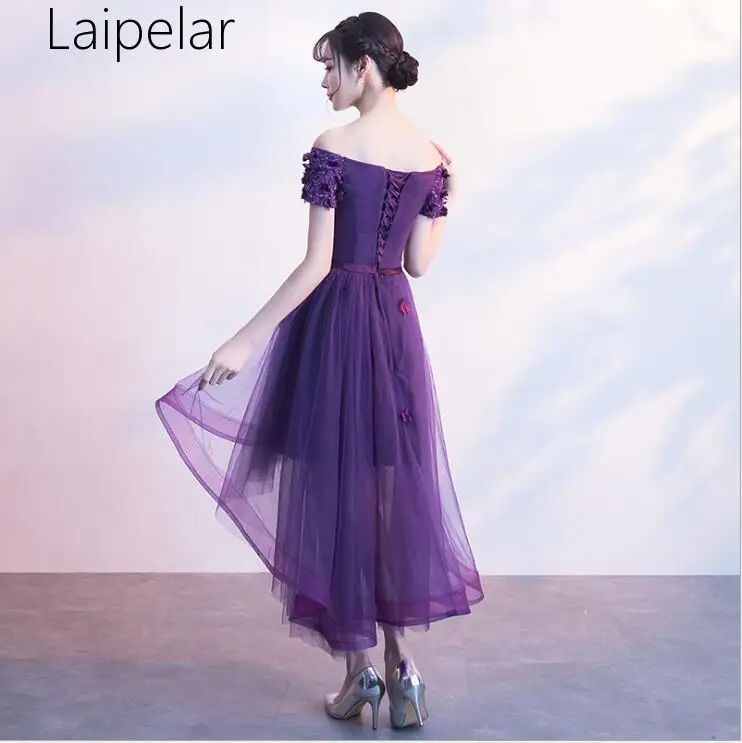 Vestidos De Gala фиолетовые короткие платья с высокой талией сексуальные платья с вырезом лодочкой и цветком из тюля вечерние платья для выпускного