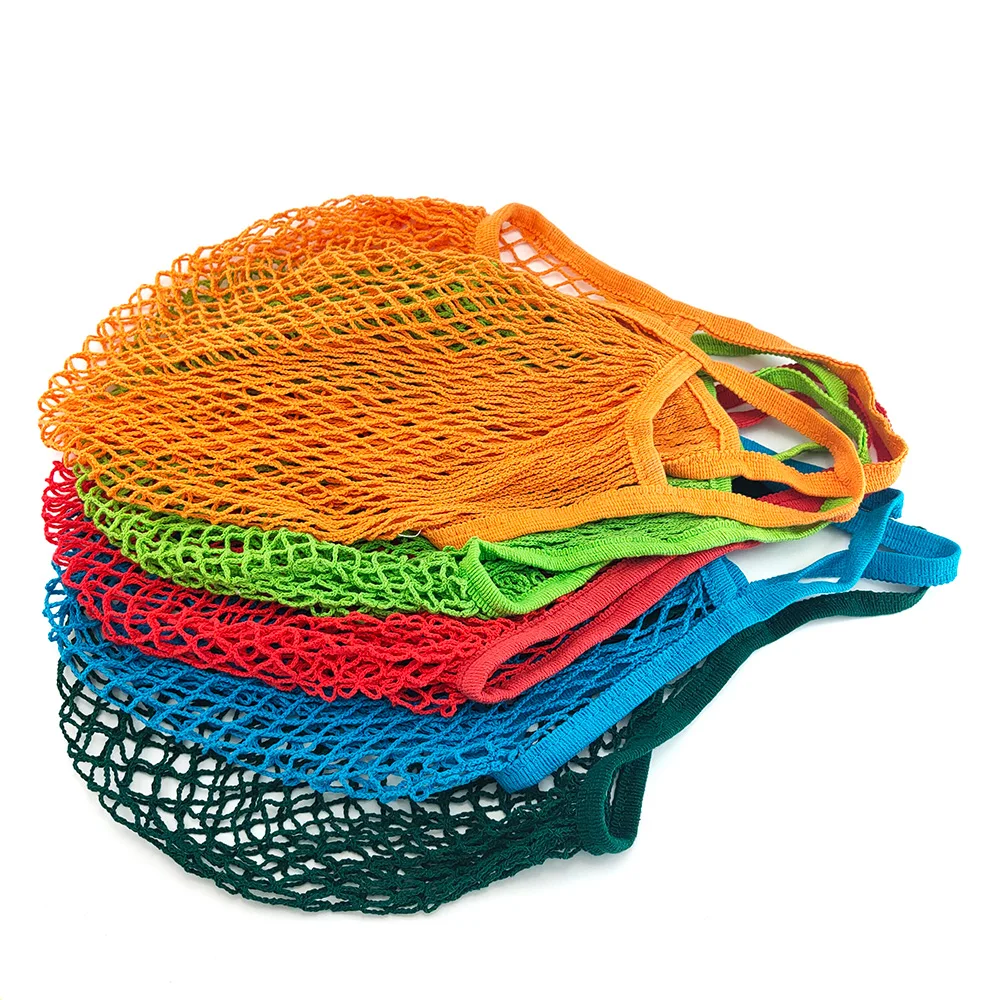 

Net Cotton String Shopping Bag Reusable Mesh Market Tote for Grocery Shopper Produce Storage Fruit Vegetable Less Plastic