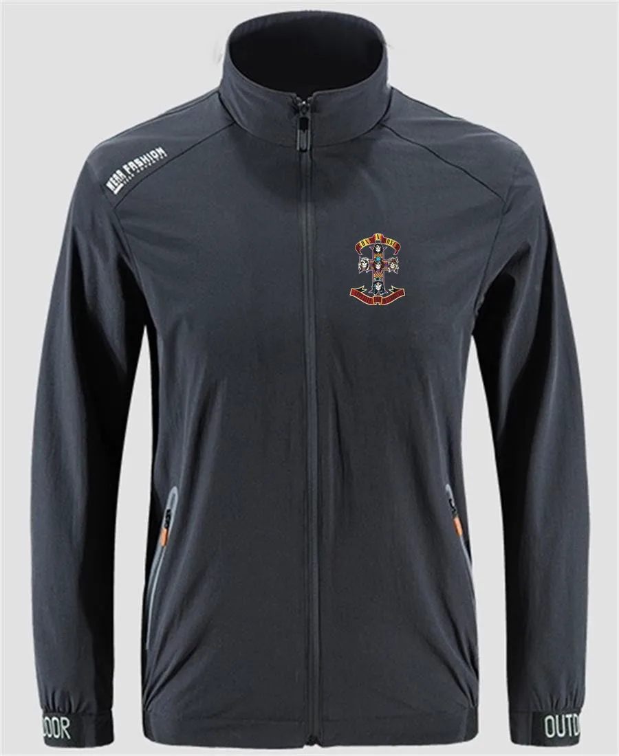 Брендовая приталенная спортивная куртка GUNS N ROSES с принтом черепа удобная мягкая