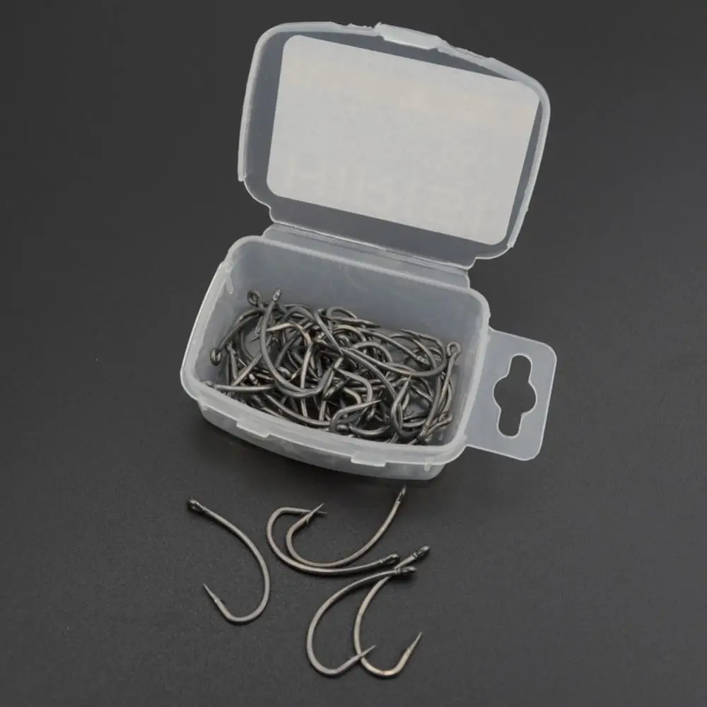 

50 Pcs/lot Barbed Hooks Model 2# 4# 6# 8# Carp Snap Fishing Steel Bait Hooks with Box