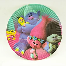 Paper Plates 10pcs 6 шт./компл. мультфильм тема троллей Шум чайник/свисток мальчик пользу Рог День рождения украшения поставки выбросы свистки - Цвет: Paper Plates 10pcs