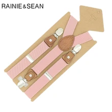 RAINIE SEAN Suspenders For Children Pink Boys Girls Braces Child Solid Red Blue Retro Pants Strap Clips Suspensors For Child