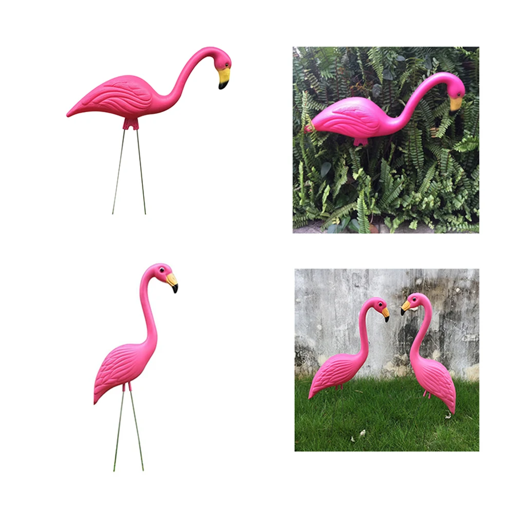 2x Plastic Pink Flamingo Lawn Figurine Garden Party Ornament Decor DIY Craft