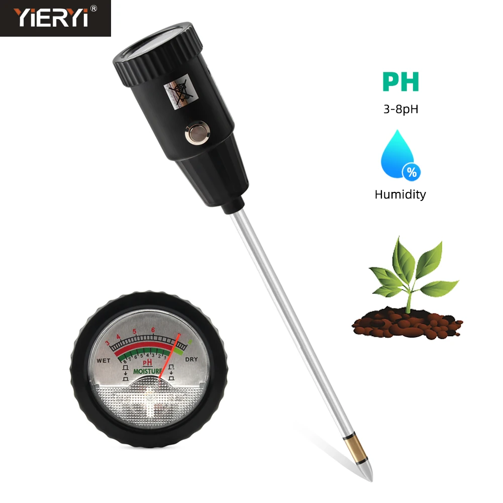 2 in 1 Soil Moisture PH Meter 3-8ph Humidity Analyzer Acidity Tester  Metal Long Probe Detector for Plants Garden Measure Tool