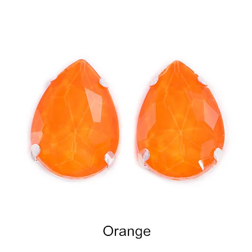 13x18mm 20pcs Teardrop Glass Strass Sew On Rhinestones With Claw Drop стразы Sew On Fluorescent Neon Rhinestone Garment B3865 - Цвет: Orange
