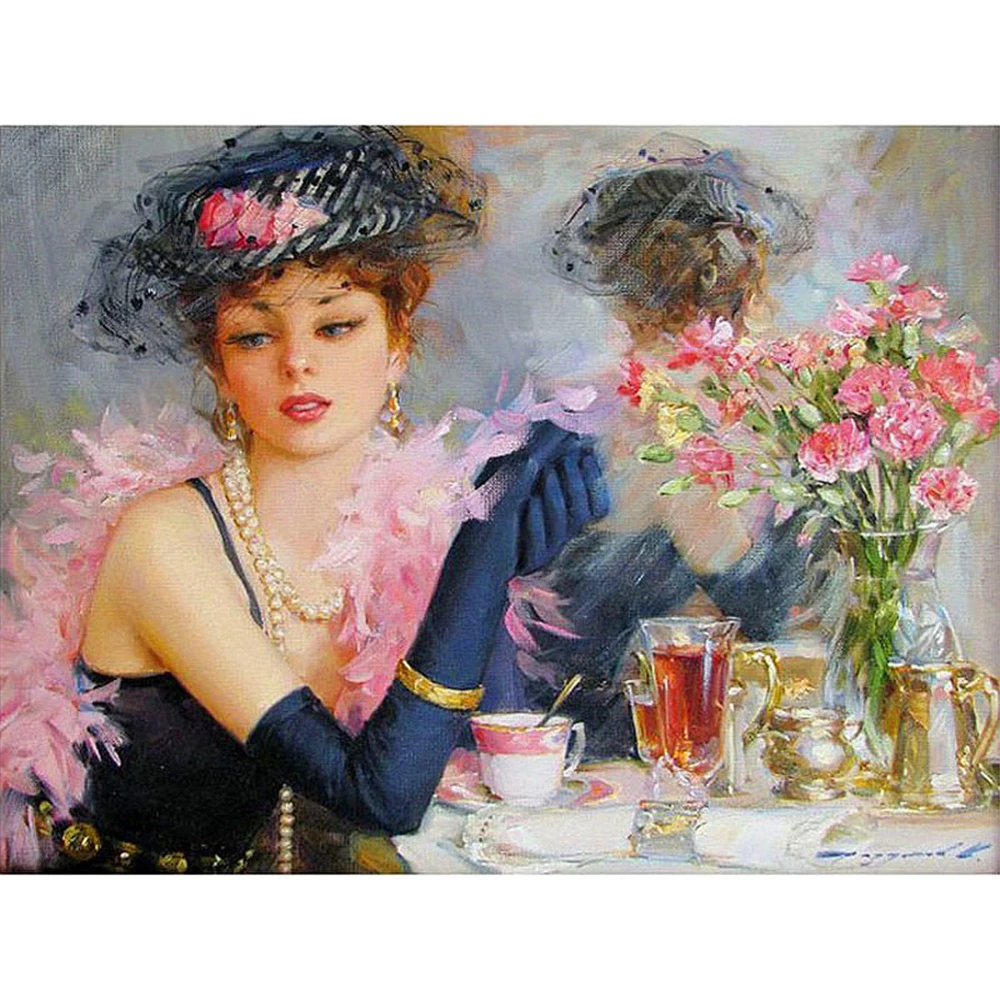 

Beautiful Girl Theme DIY Oil Painting Paint by Numbers with 4050 Colorful Canvas and Inner Frame for Kill Time and Bored