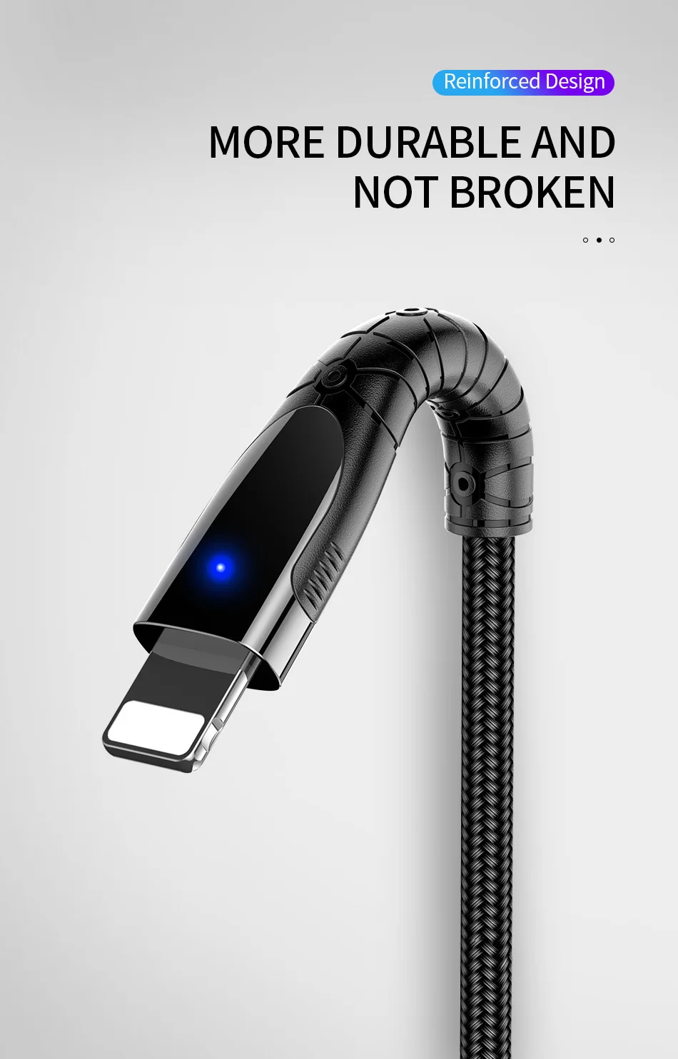 ROCK USB кабель для iPhone XR X Быстрая зарядка светодиодный индикатор зарядки и передачи данных нейлоновый плетеный кабель для iPad iPhone 8 7 6Plus