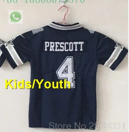 A+++ качественная Детская Молодежная Футболка 4 dak prescott 21 ezekiel elliott 82 jason witten 88 dez bryant jersey Dallas - Цвет: for kids youth