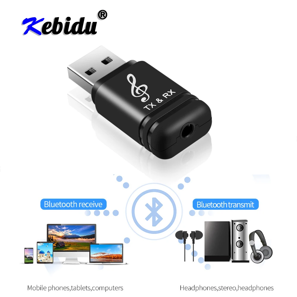 Kebidu Bluetooth 5,0 приемник передатчик адаптер 3,5 мм HIFI стерео AUX bluetooth-приемник USB адаптер для автомобиля динамик для ТВ
