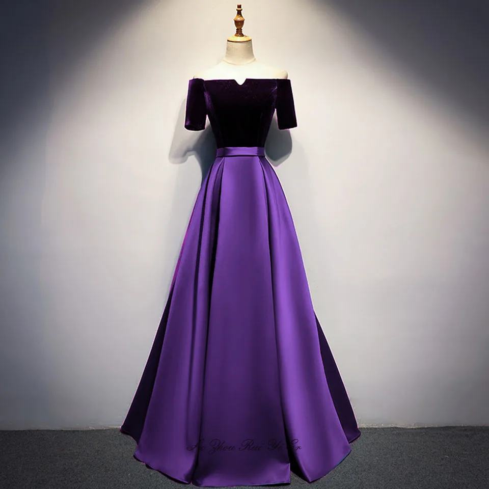 Элегантное платье для выпускного вечера с открытыми плечами,, Vestidos De Fiesta, на шнуровке сзади, бархатный топ, сатиновая юбка, вечерние платья для выпускного вечера, Robe De Soiree