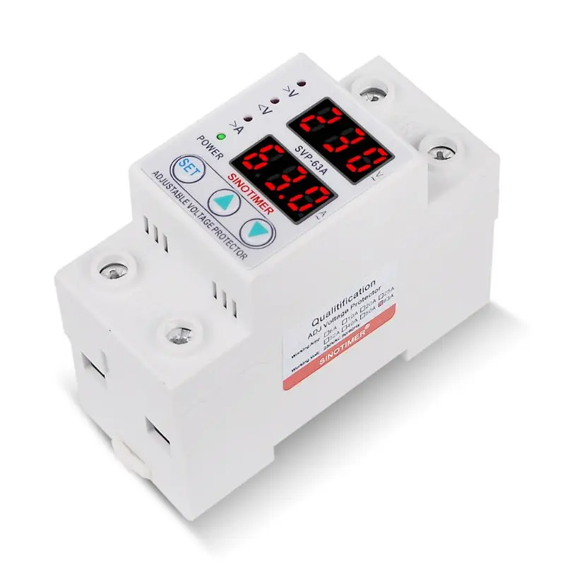 63A 230V перенапряжение защитное устройство предохранитель предельный ток вольтметр