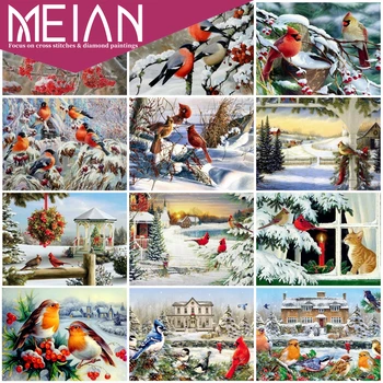 

2020 Meian Bird Full Round 5d Diamond Painting DIY Needlework Diamond Embroidery Sale Animal Picture Of Rhinestone Home Decor