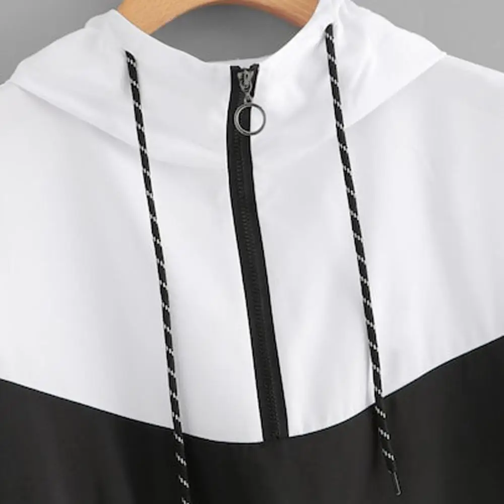 Women Long Sleeve Riding Jacket Coat Patchwork Thin Skinsuits Hooded Zipper Casual Sport Coat Outdoor Leisure Blouse Clothing