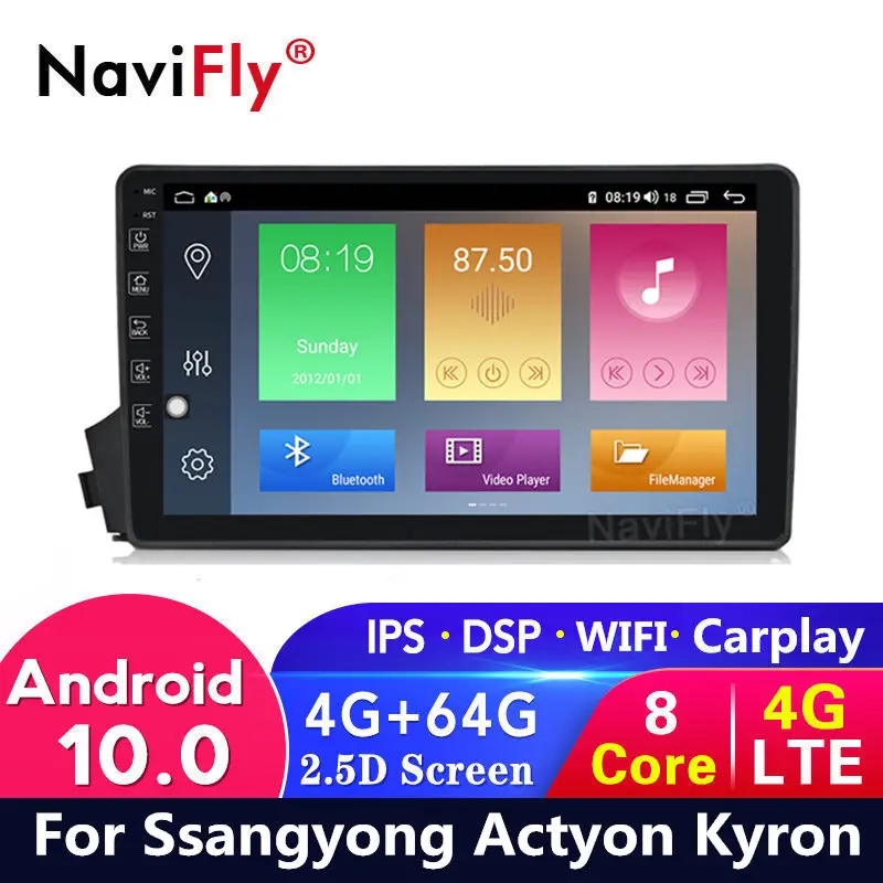 4G LTE Android 10 + 64G Автомобильный dvd Радио для ssangyong Kyron Actyon GPS навигация автомобильный