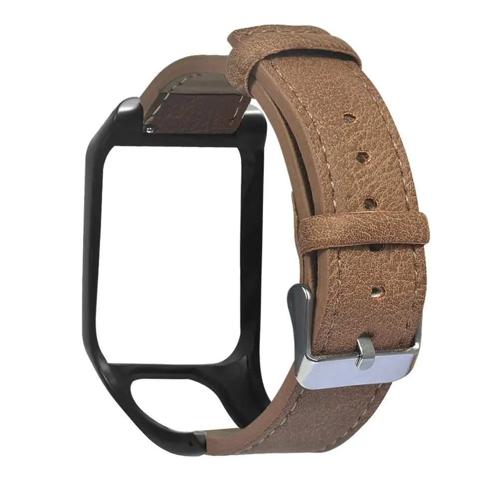 Кожаный ремешок для замены наручных часов Ремешок для TomTom Runner 2 3 Spark 2 3 спортивные часы GPS Tom 2 3 серии Smart Band - Цвет ремешка: Brown