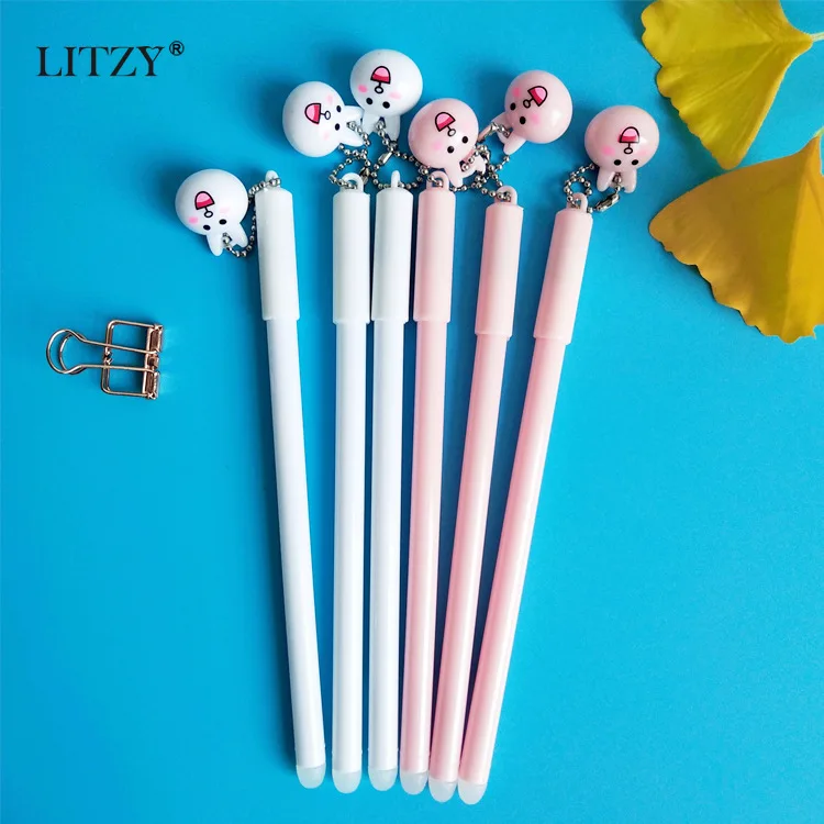 

Erasable Pen Cute Rabbit Pendant Boutique Office School Supplies Stationery Student Black Ink Gel Pen Erasable Washable Handle