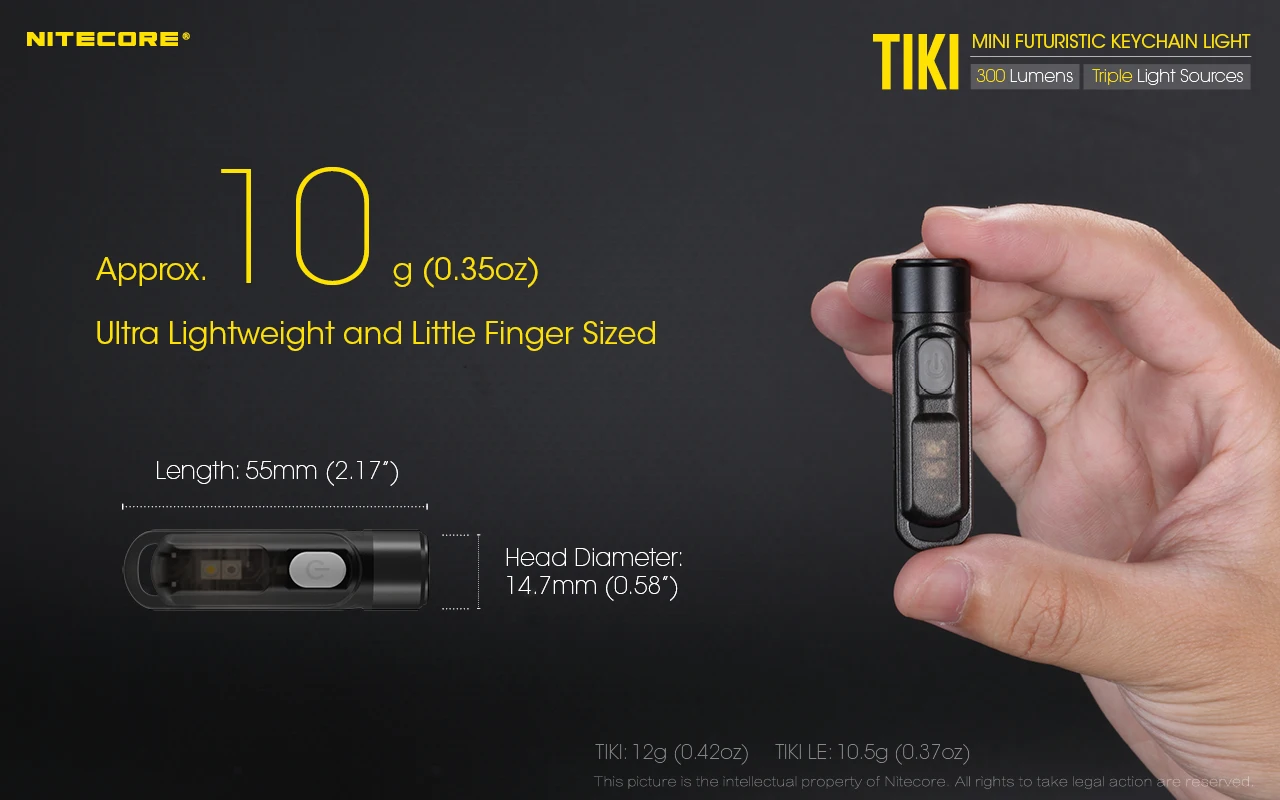 100% Original NITECORE TIKI GITD TIKI LE 300 Lumens MINI futuristic keychain light USB Rechargeable mini led torch