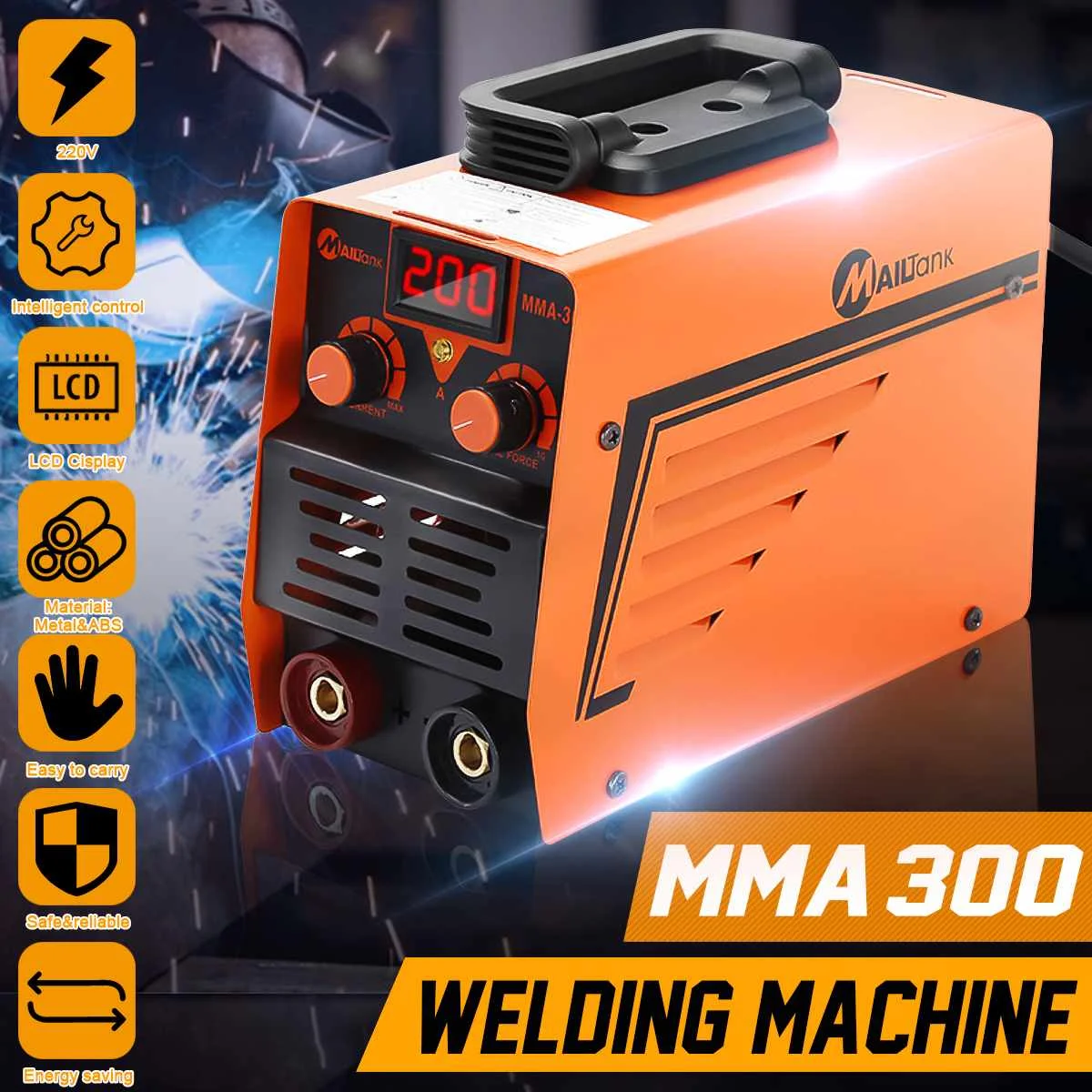 

220V MMA-300 Portable MMA Welding Machine Inverter Electric Welding Tools Arc Welders Digital Display Current Regulation