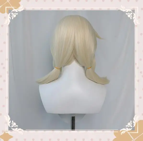UWOWO Game Genshin Impact Klee Fleeing Sunlight Cosplay Wig Spark Knight Red Burny Girl 40cm Cream gold Twin tail Hair
