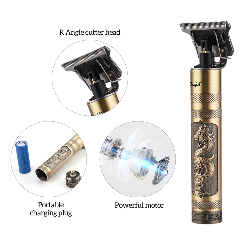 Máquina de Cortar Aparador de Barba Corte de Cabelo Recarregável Cerâmica Cabelo t Lâmina Barbeiro 0mm Borda T-outliner Usb Pro 16 Usb recarregável cerâmica máquina de cortar cabelo