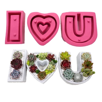 

I Love You Resin Mold For Silicone Flower Pot Molud Gypsum Concrete Cement Succulent Plant Garden Decor DIY Planter Holder