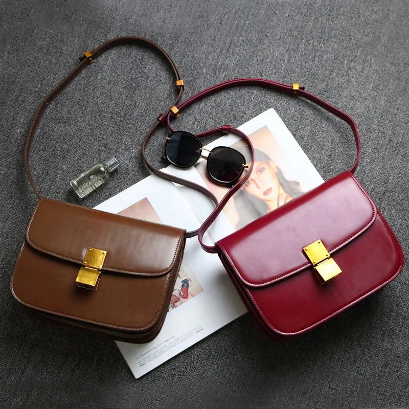 

New Retro Tofu Bag Box Mini Square Bag Leather Stewardess Bag Shoulder Slung Small Simple Handbag Luxury Handbag Women Bag TNT44