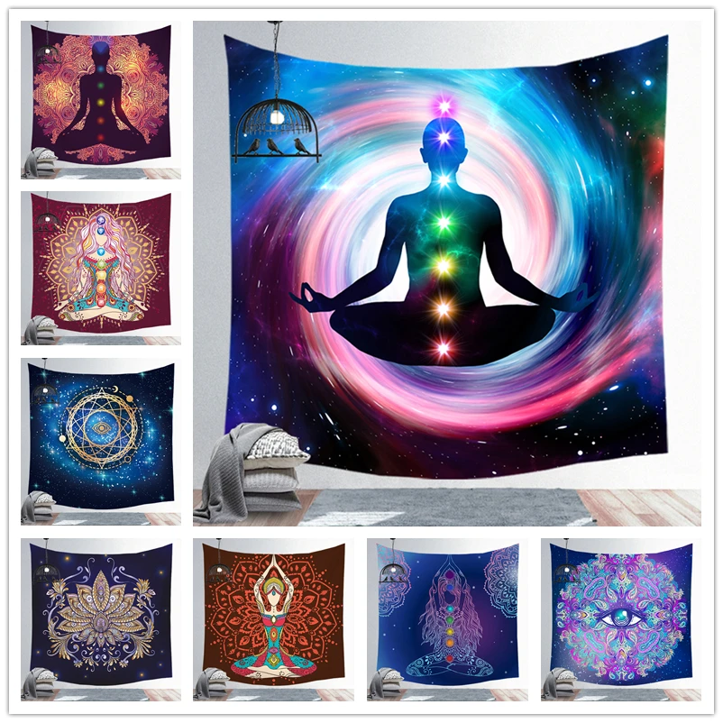 

Fuwatacchi Indian Buddha Statue Meditation Tapestry Wall Hanging Mandala Tapestries Wall Cloth Psychedelic Yoga Carpet Boho Dec