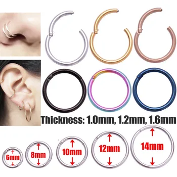 

1PC Titanium Hinged Segment Nose Ring Ear Cartilage Tragus Helix Lip Piercing Nose Rings & Studs Rainbow Gold Black Punk Jewelry