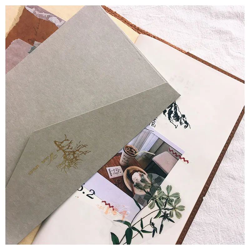  Vintage Kraft Stamped envelope Bronzing Envelope Wedding Invitation Card 110*220mm Decor Party Supp - 4.00056E+12