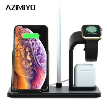 

Fast Charging 3 In 1 Qi Wireless Charger for Apple pencil watch 1 2 3 4 Airpods iPhone XS Max XR X 11 Plus Samsung S10 S9 Note10