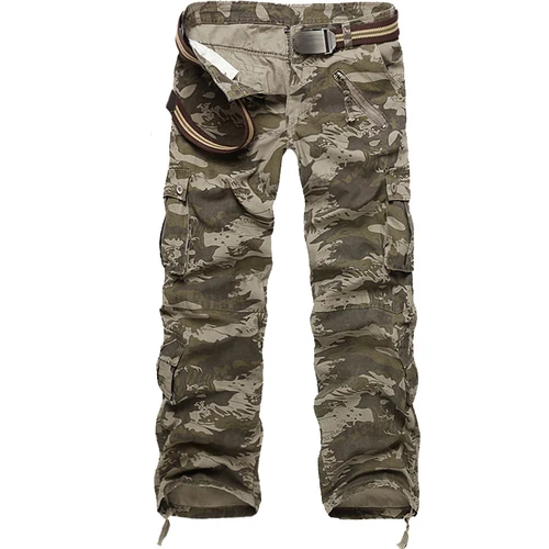 grey camouflage Мужские брюки карго, камуфляжные брюки размера плюс, высококачественные брюки - Цвет: grey camouflage