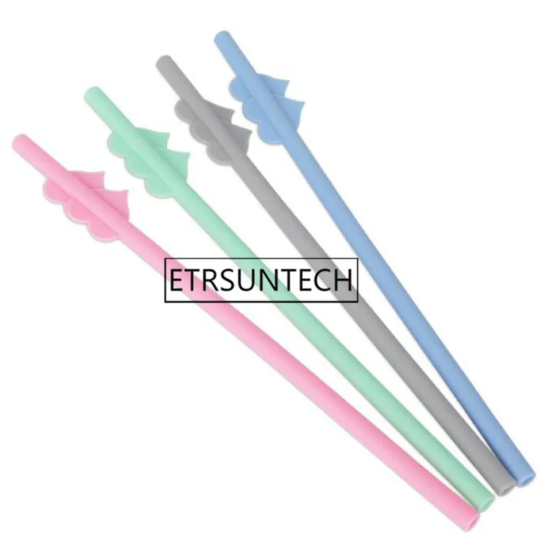 100sets Reusable Silicone Cute Love Heart Straws Portable Collapsible Straight Drinking Straws with Cleaning Brushes