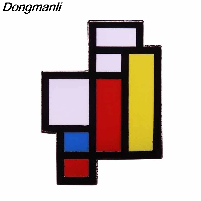 P5135 Dongmanli Mondrian художественные Твердые эмалированные булавки женские значки