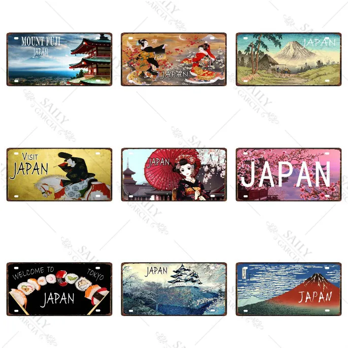 

Japan National Tourism Poster Japanese Ukiyoe Metal Signs Vintage Wall Art Painting Plaque Home Bar Decor Travel Plate 20X30Cm