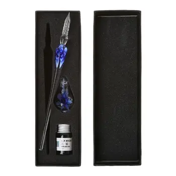 

Glass Calligraphy Pen Crystal Glass Dip Ink Pen Set Non-Carbon Ink Signature Pens Writing Tools EM88