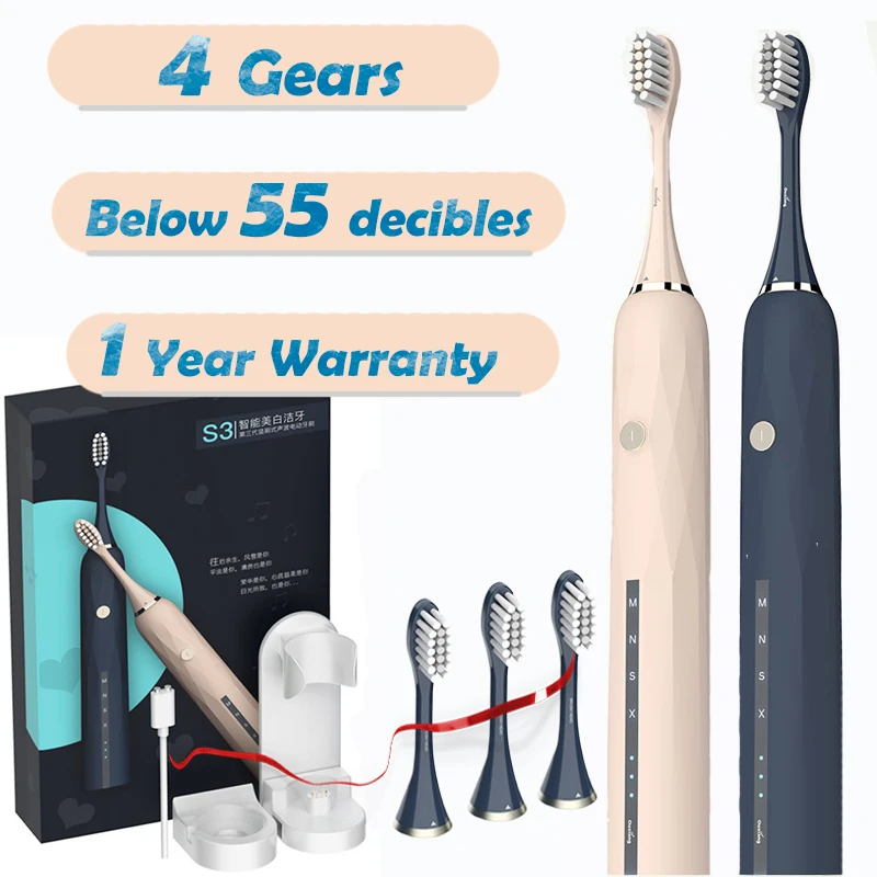

Automatic Sonic Electric Timer Toothbrush Vibrating Whitening Power Rechargeable Tooth Brush USB for Adult tooth healthy