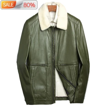 

Genuine Leather Autumn Winter Jacket Men Lamb Fur Collar Short Jackets Mens Sheepskin Coat LSY0A0125 ND1367