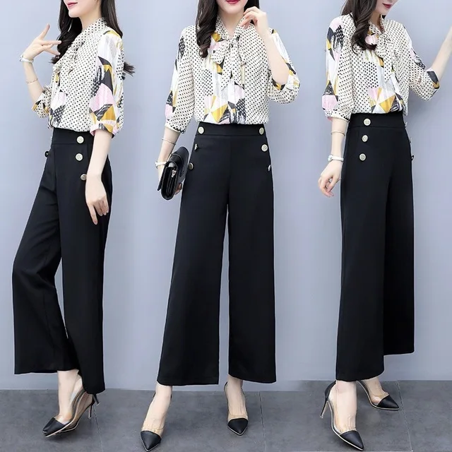 Women Chiffon Pant Suits Elegant Formal 