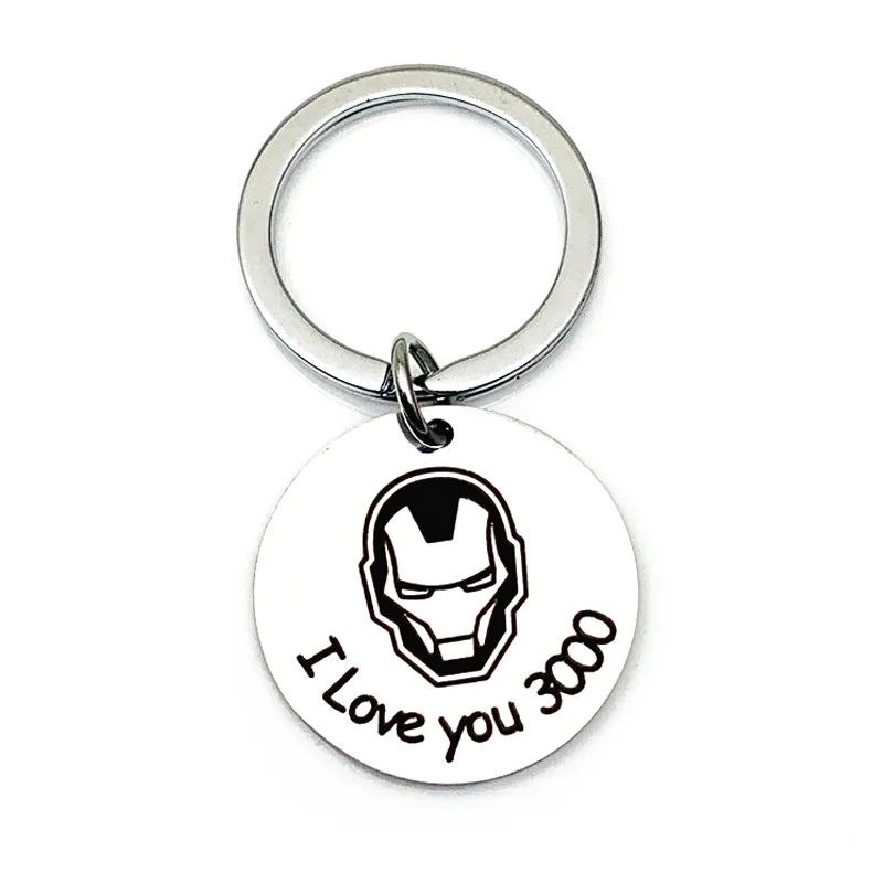 Details about   2PCS Stainless Steel Keychain Key Rings Iron Man Avengers 'I Love You 3000' Gift 