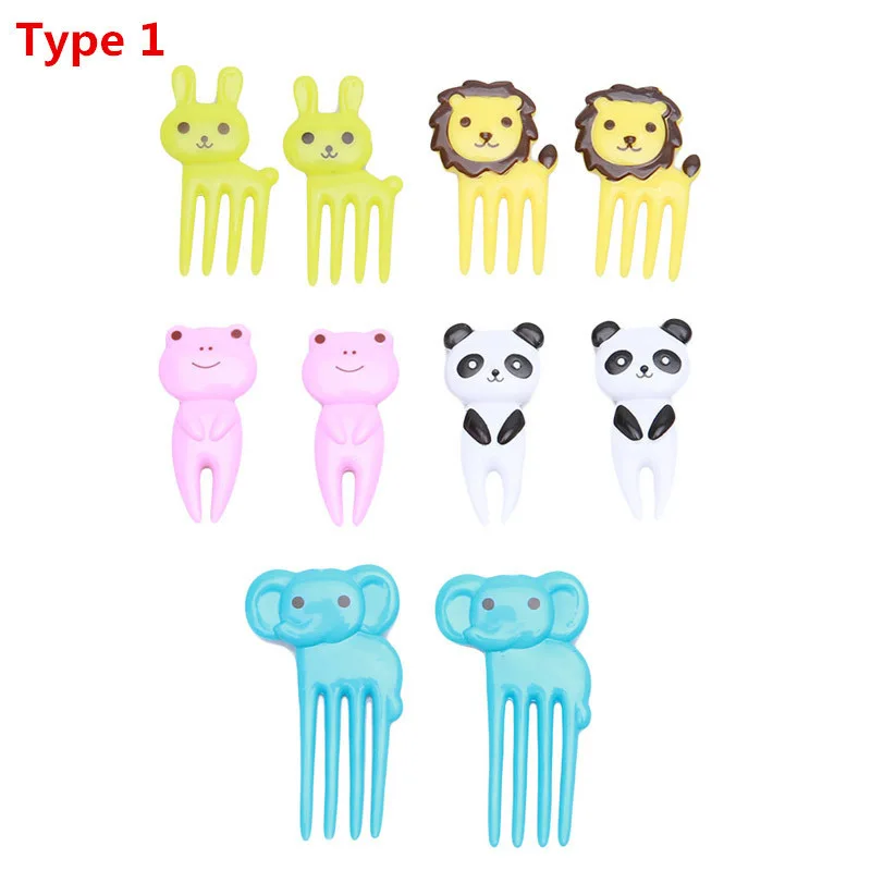 10pcs pack Animal Farm Fruit Fork Mini Cartoon Children Snack Cake Dessert Food Fruit Pick Toothpick 3