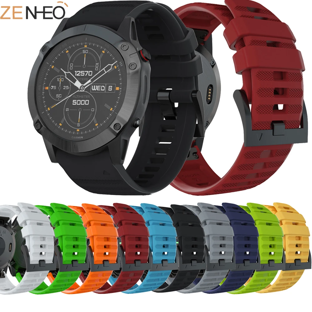 

26mm Colorful Strap Quick Release Silicone Easyfit Replacement Silicone Soft sport BandStrap For Garmin Fenix 5x 6X 6S Pro watch
